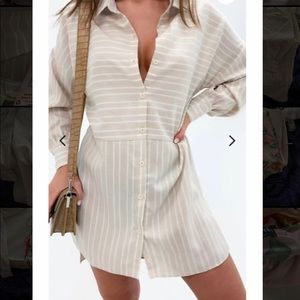 Missguided Oversized striped Dip back shirt dress
